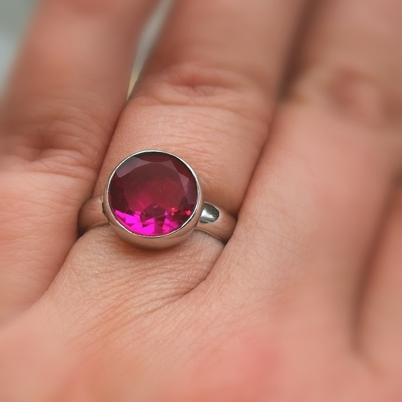 Sterling silver Brilliant Rubellite ring size 6 🆕 - Picture 5 of 5